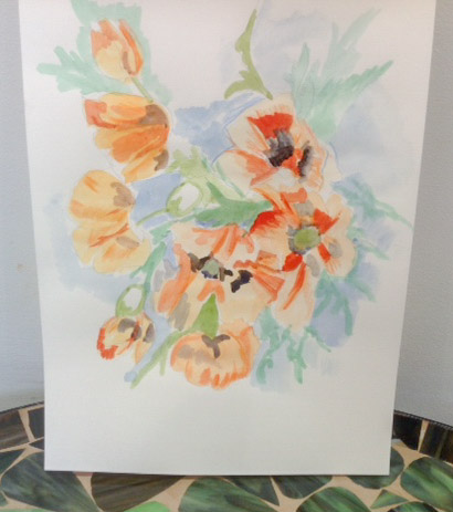 Unframed floral watercolour painting