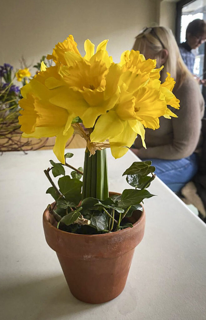 Photo of arranged flowers on table top