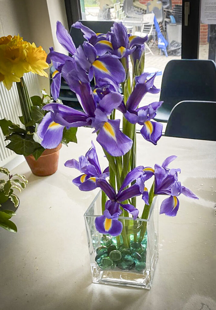 Photo of arranged flowers on table top