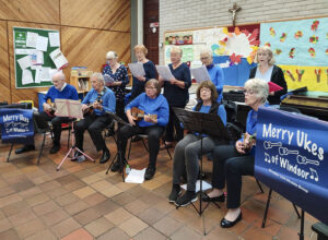 Windsor u3a Ukulele and Singing with Ukes groups perform for Welsh Society