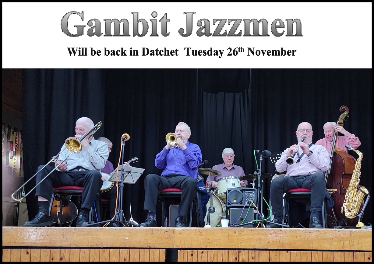 Gambit Jazzmen playing at Datchet Village Hall on a previous visit, photo by Peter Cheeseman.