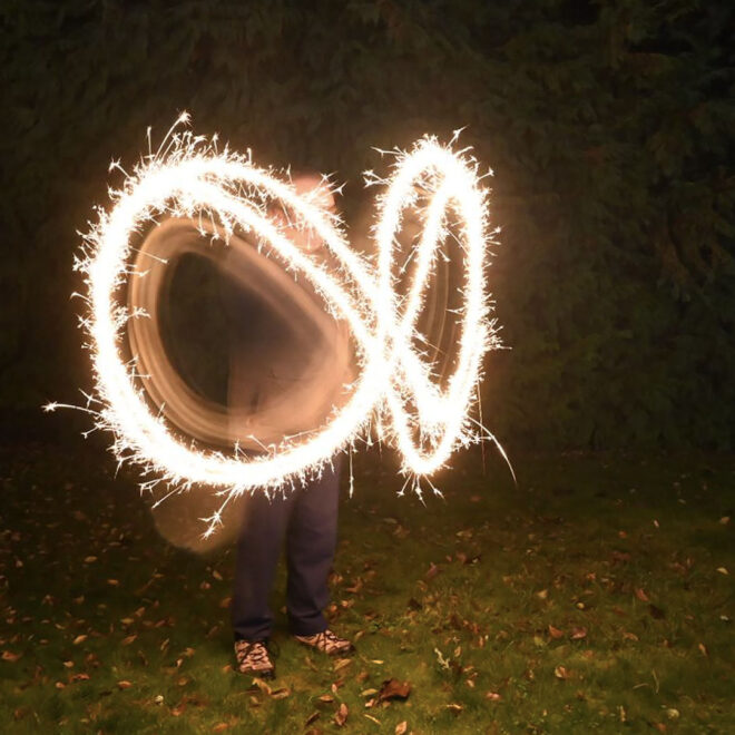 Sparklers at night